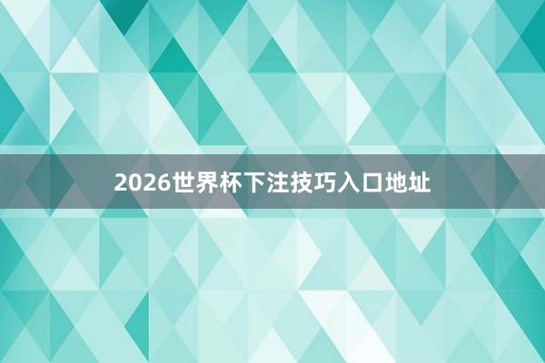 2026世界杯下注技巧入口地址